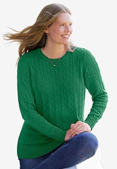 Cable Knit Pullover Crewneck Sweater