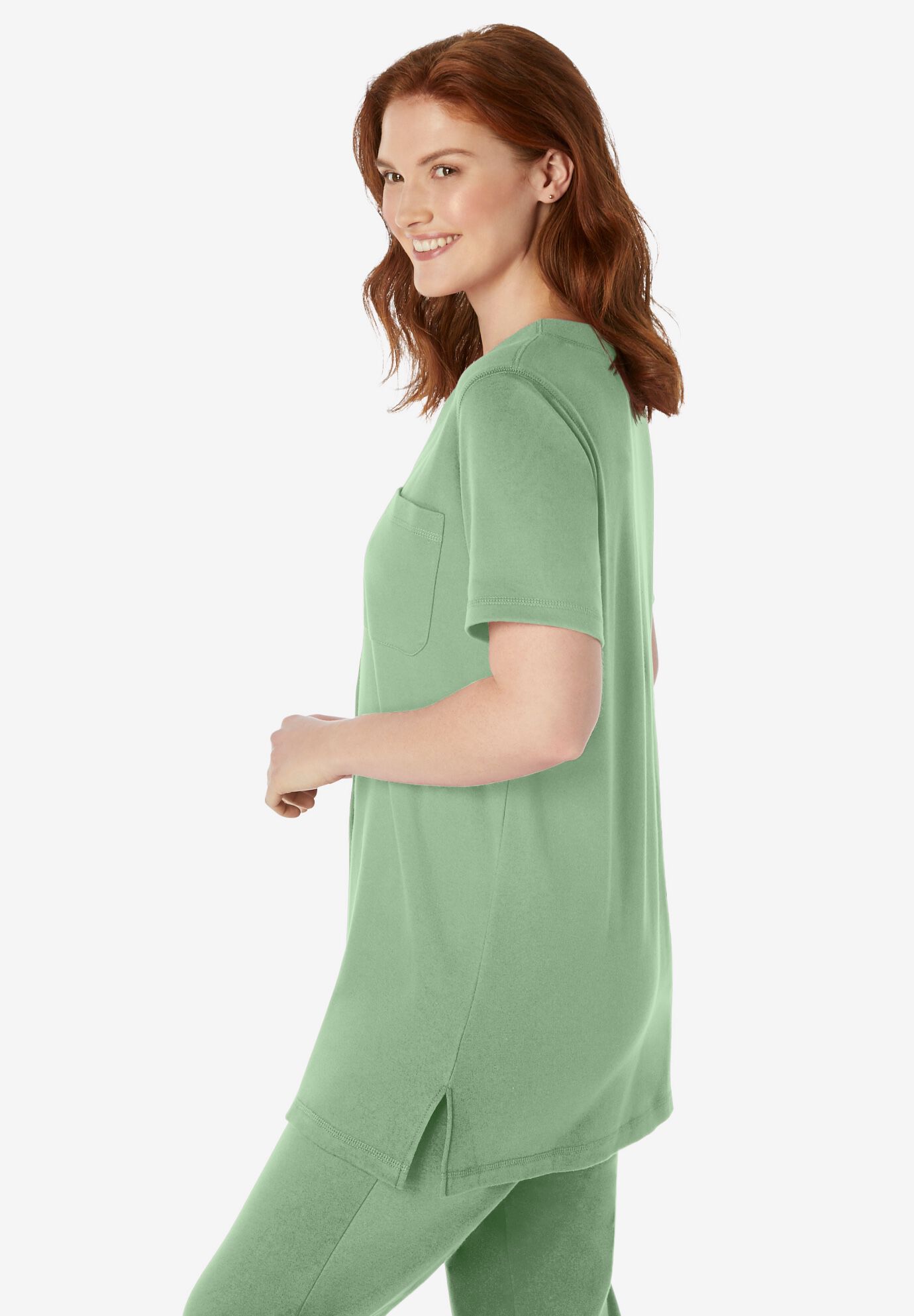 最高品質の 7-Day Within Woman | Sage Neck, V Tunic Baseball Short-Sleeve 洋楽