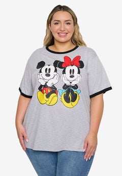 Disney Mickey & Minnie Mouse Ringer T-Shirt Gray