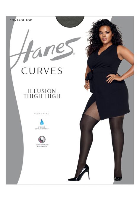 Curves Illusion Thigh Highs, BLACK, hi-res image number null