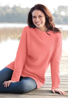 Long-Sleeve Crewneck Soft Waffle Knit Thermal Shirt