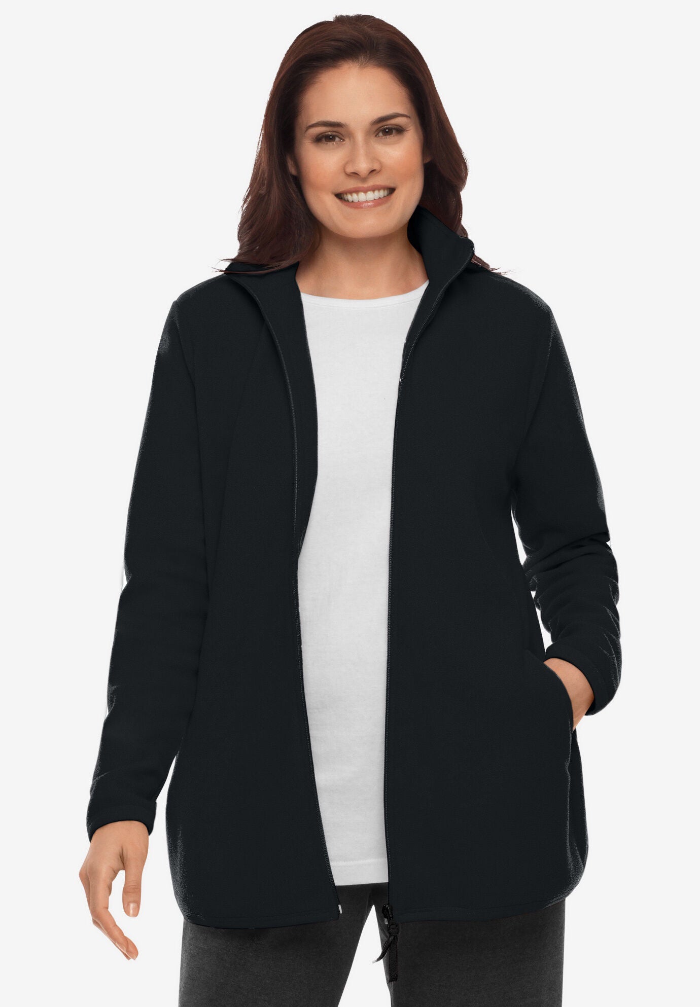 Woman within fleece jacket outlet