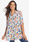 Pintucked Print Tunic Shirt, , hi-res image number null