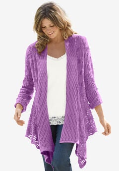 Open Front Pointelle Cardigan