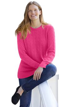 Cable Knit Pullover Crewneck Sweater