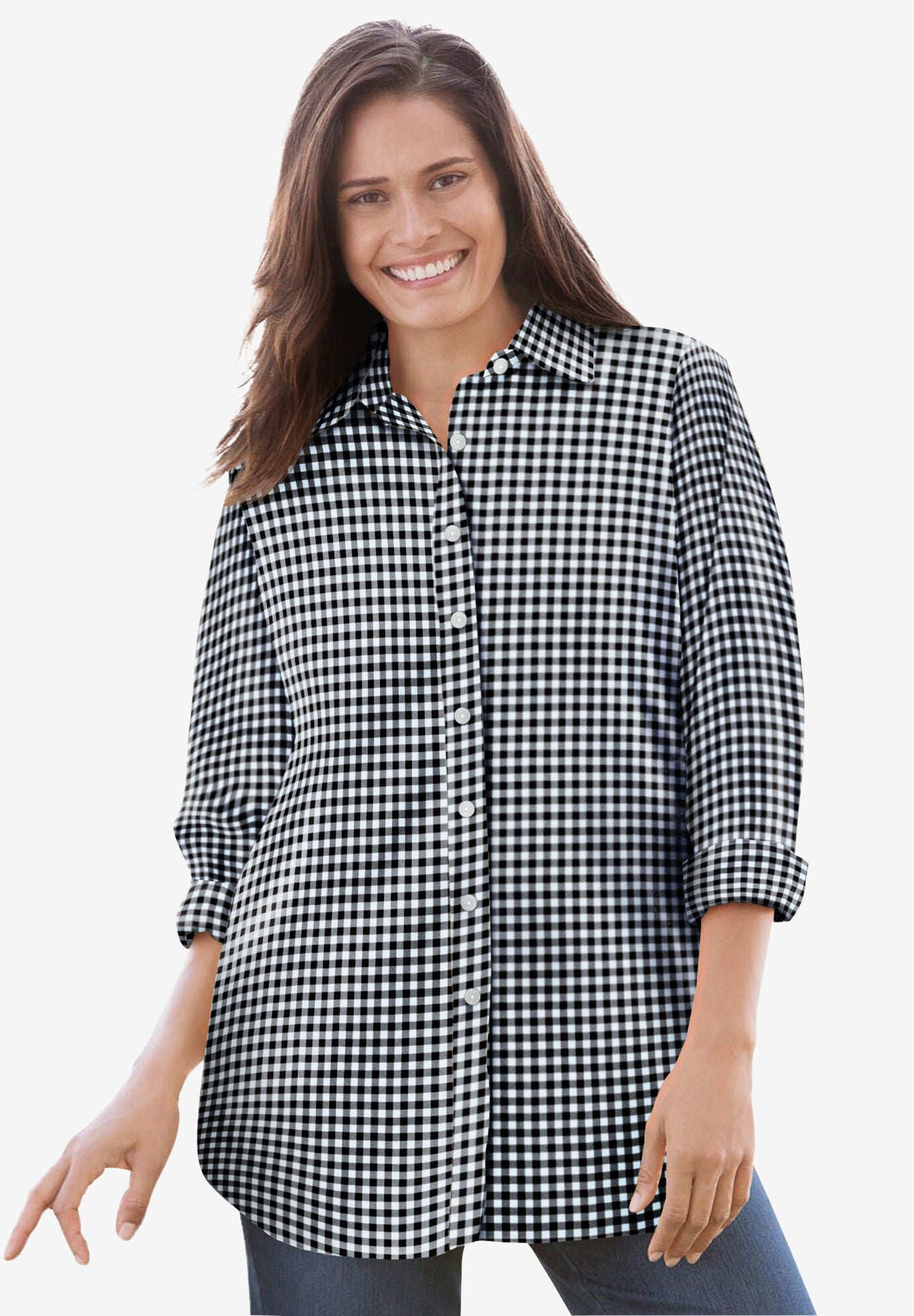 Perfect Long-Sleeve Button Down Shirt | Woman Within