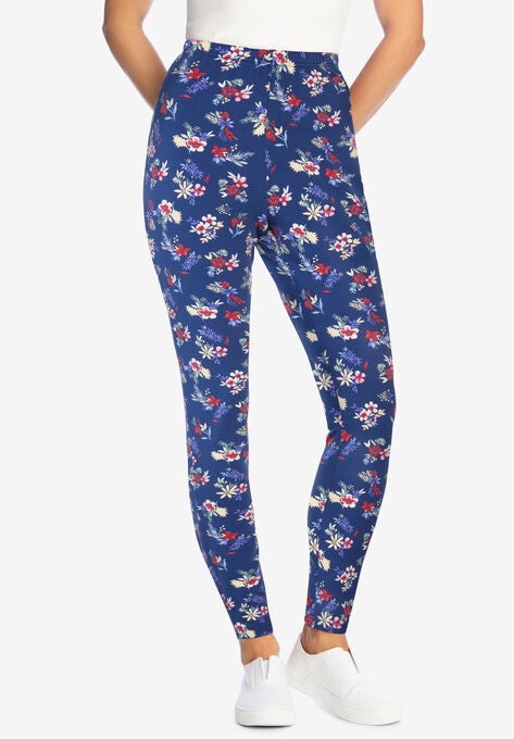 Stretch Cotton Printed Legging, EVENING BLUE MIXED BOUQUET, hi-res image number null