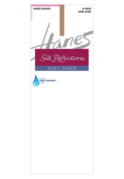 Silk Reflections Knee Highs Sheer Toe 6-Pack, BARE, hi-res image number null