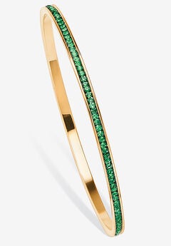 Gold Tone Stackable Eternity Bangle Bracelet Birthstones 7.5"