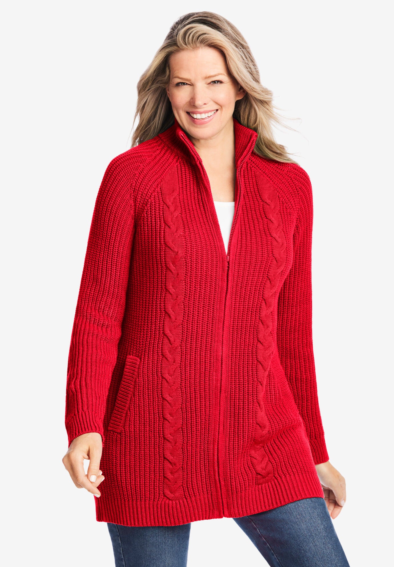 Zip front cardigan sweater women's deals