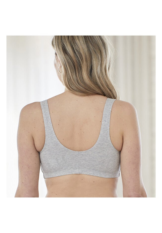 Bestform 5006014 Comfortable Unlined Wireless Cotton Stretch Sports Bra With Front Closure, , alternate image number 1