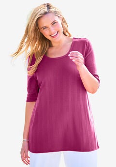 Pointelle Scoopneck Tee