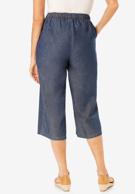 Drawstring Denim Capri, , on-hover image number null