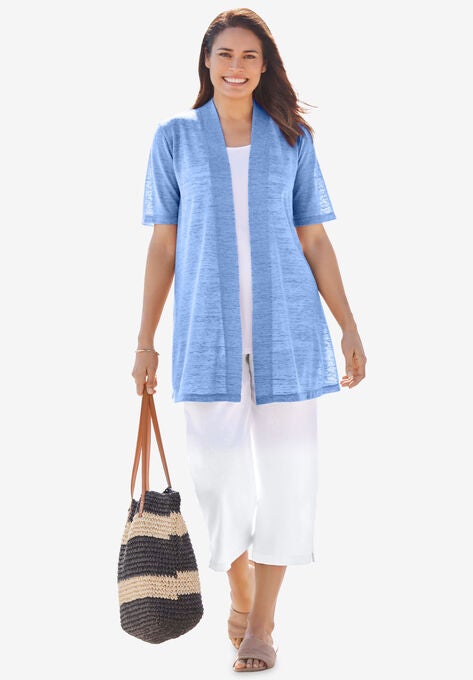 Lightweight Open Front Cardigan, FRENCH BLUE, hi-res image number null