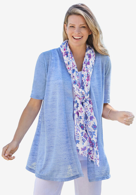 Lightweight Open Front Cardigan, FRENCH BLUE, hi-res image number null