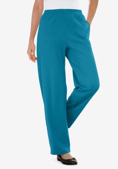 7-Day Knit Ribbed Straight-Leg Pull-On Pants