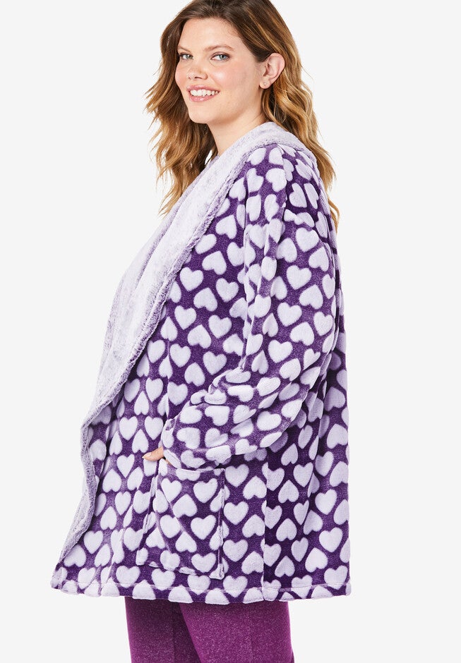 Heart Embossed Sherpa Lounge Jacket, , alternate image number null