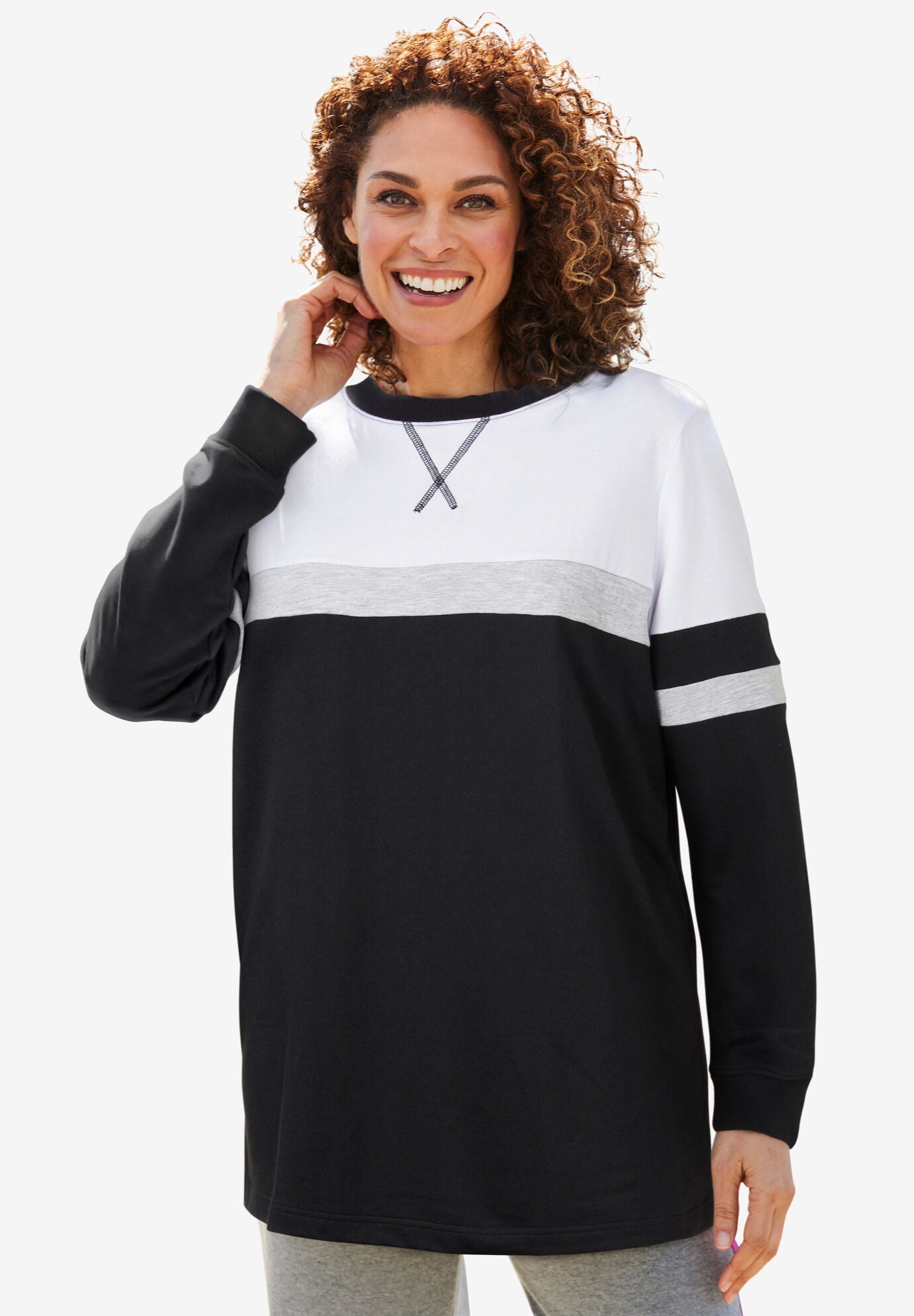 Straight hem sweatshirt hot sale