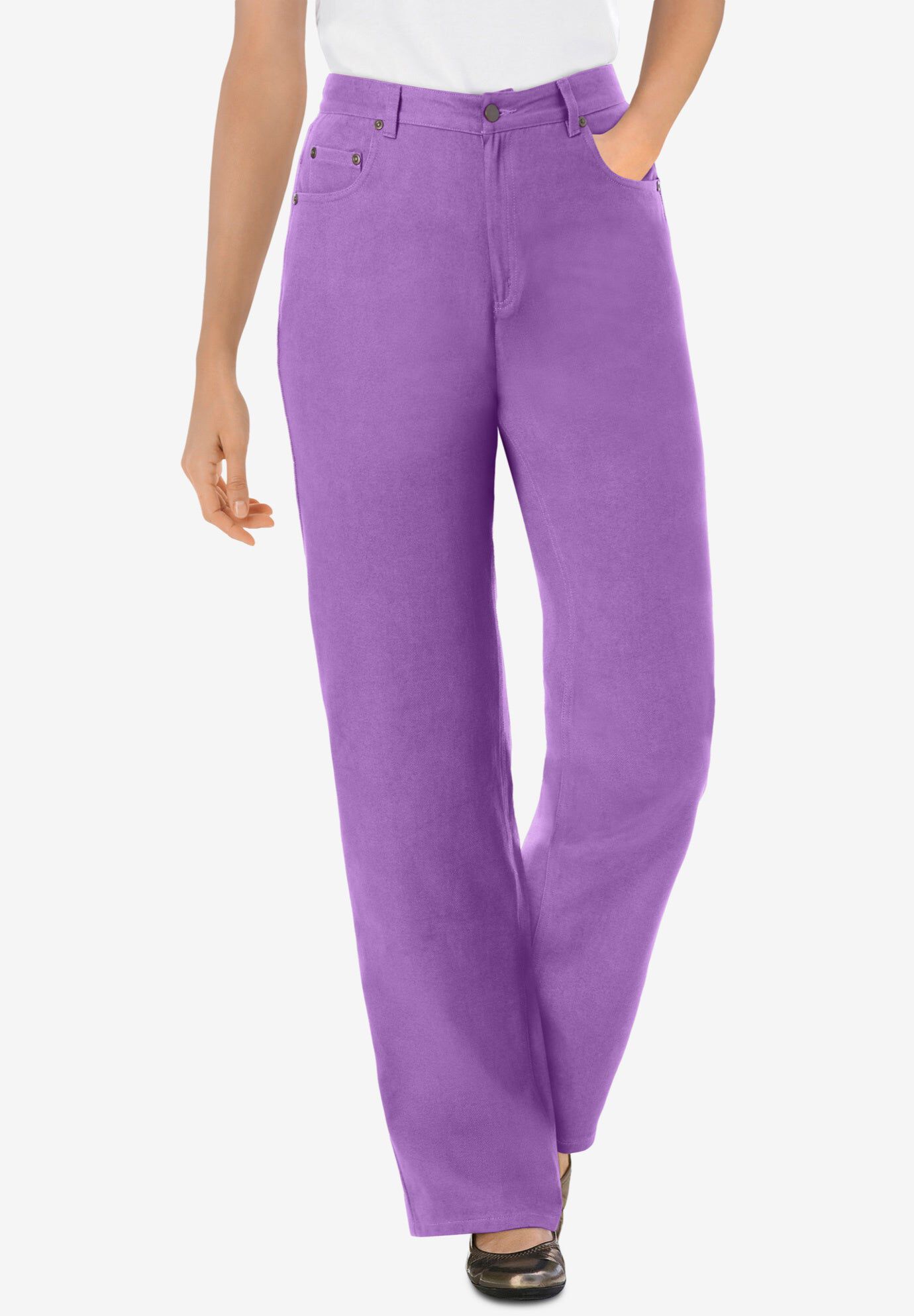 Perfect Relaxed All-Cotton Denim Five-Pocket Jeans, PRETTY VIOLET, hi-res image number 0