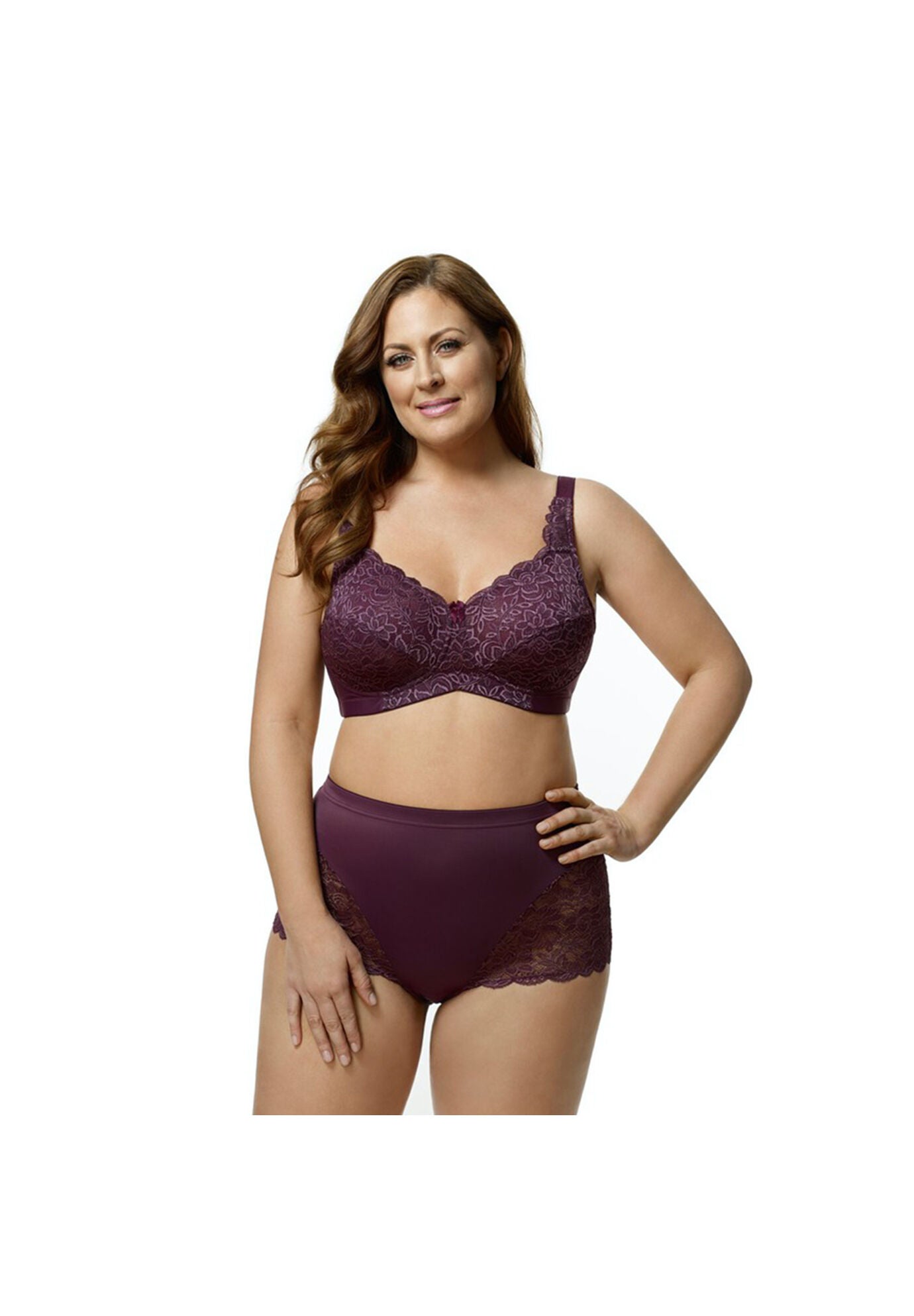 Stretch Lace Softcup Bra , PLUM, hi-res image number 0