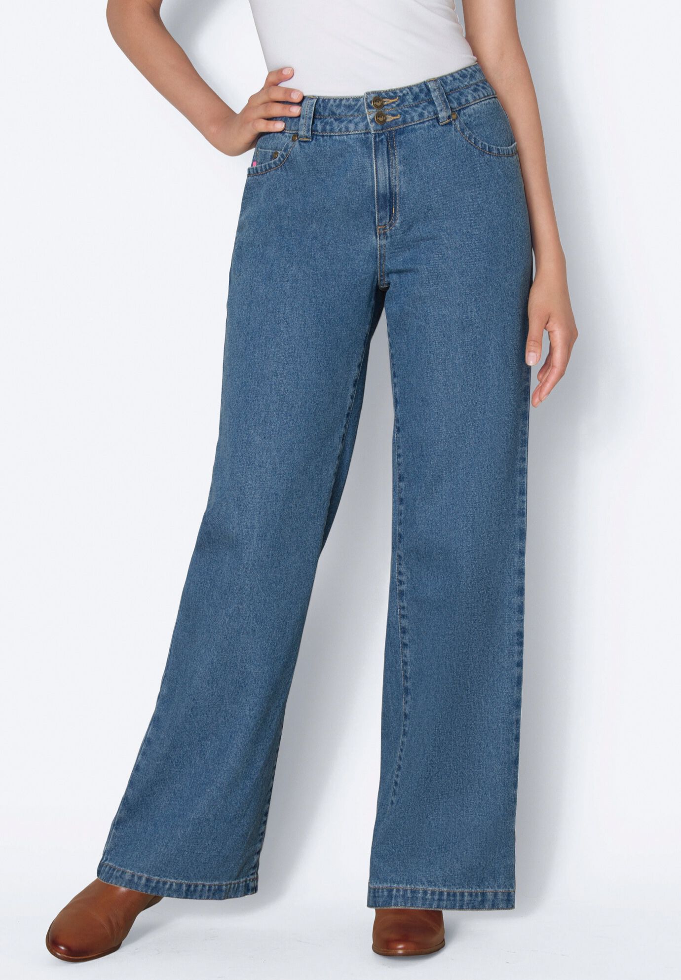wide elastic waist jeans