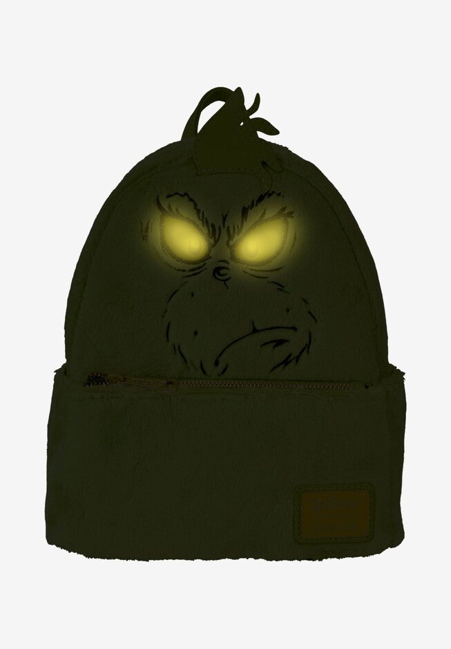 Loungefly x Dr. Seuss The Grinch Light-Up Plush Mini Backpack Cosplay, GREEN, alternate image number 2