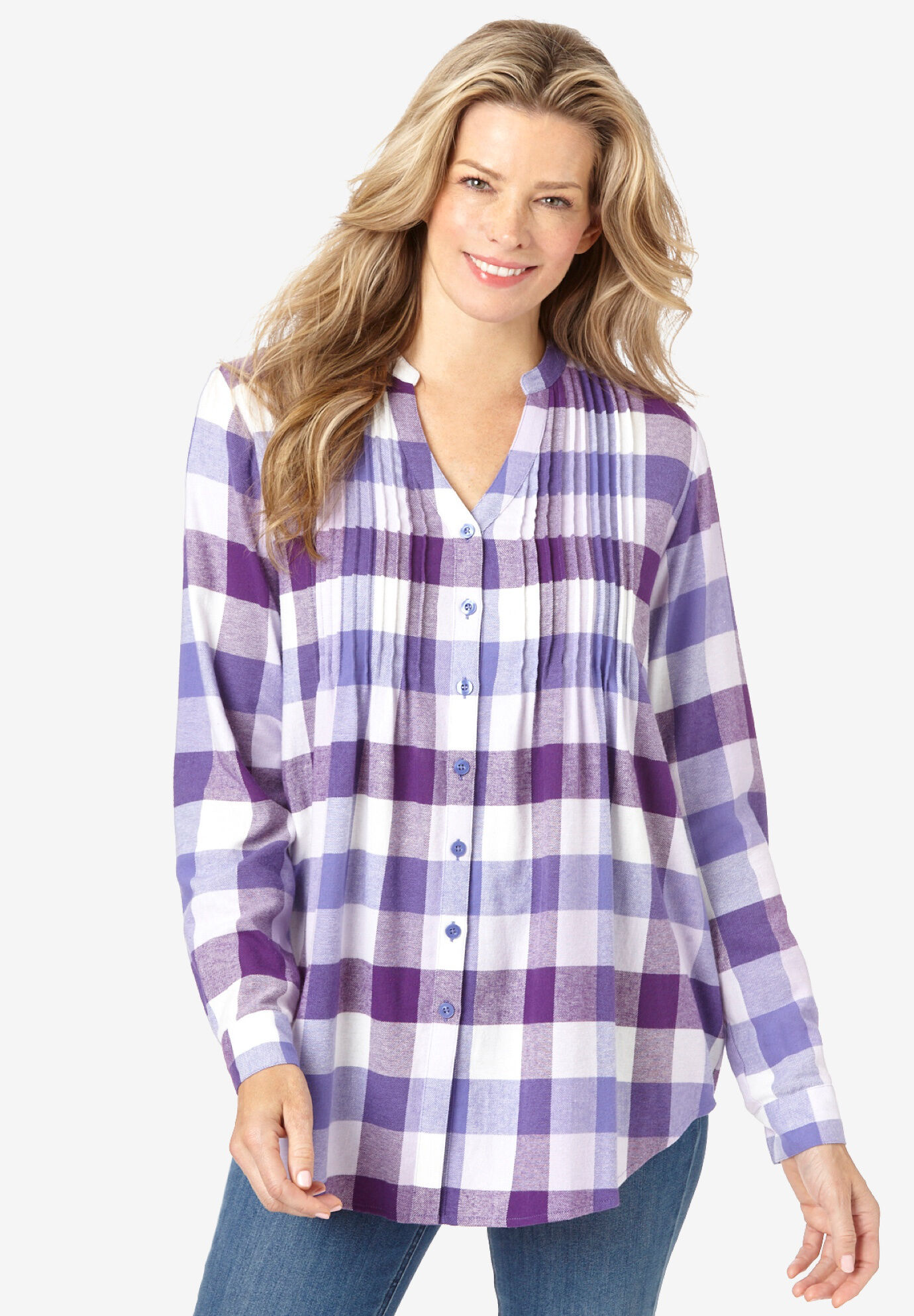 Woman Within Womens Plus Size Classic Flannel Shirt 