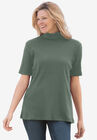 Ribbed Short Sleeve Turtleneck, PINE, hi-res image number null