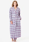 Women's Long Cotton Flannel Robe with Pockets, Plum Burst Plaid | Woman ...