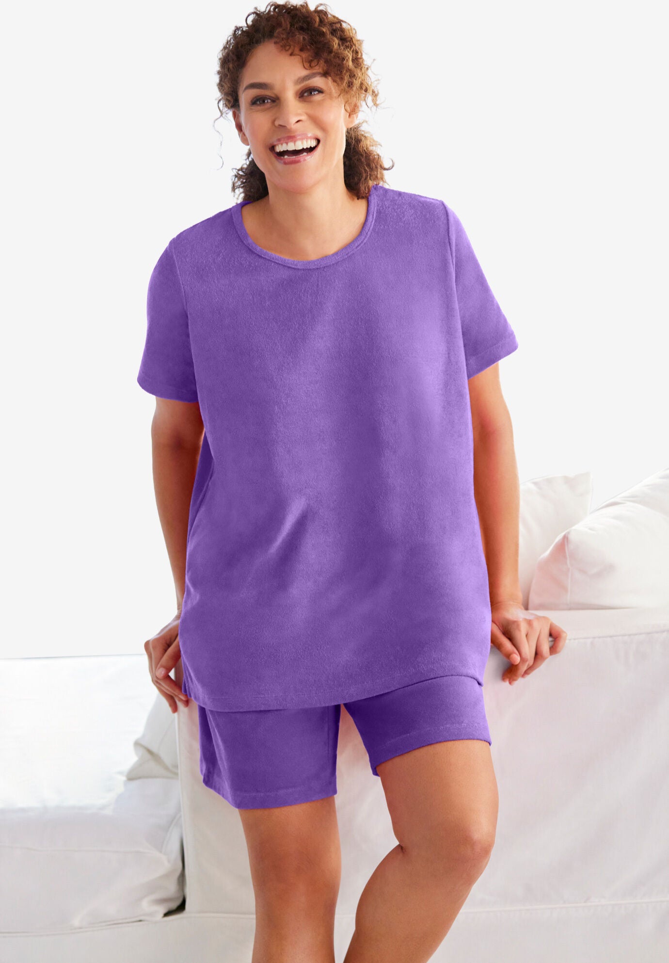 French Terry TwoPiece Sleep Set, Plum Burst Woman Within