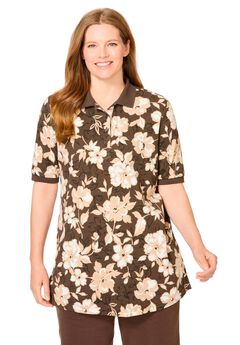 Elbow-Sleeve Polo Tunic