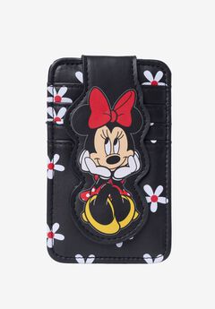 Disney Minnie Mouse Daisy Slim Card Holder Wallet Black Floral ID Case