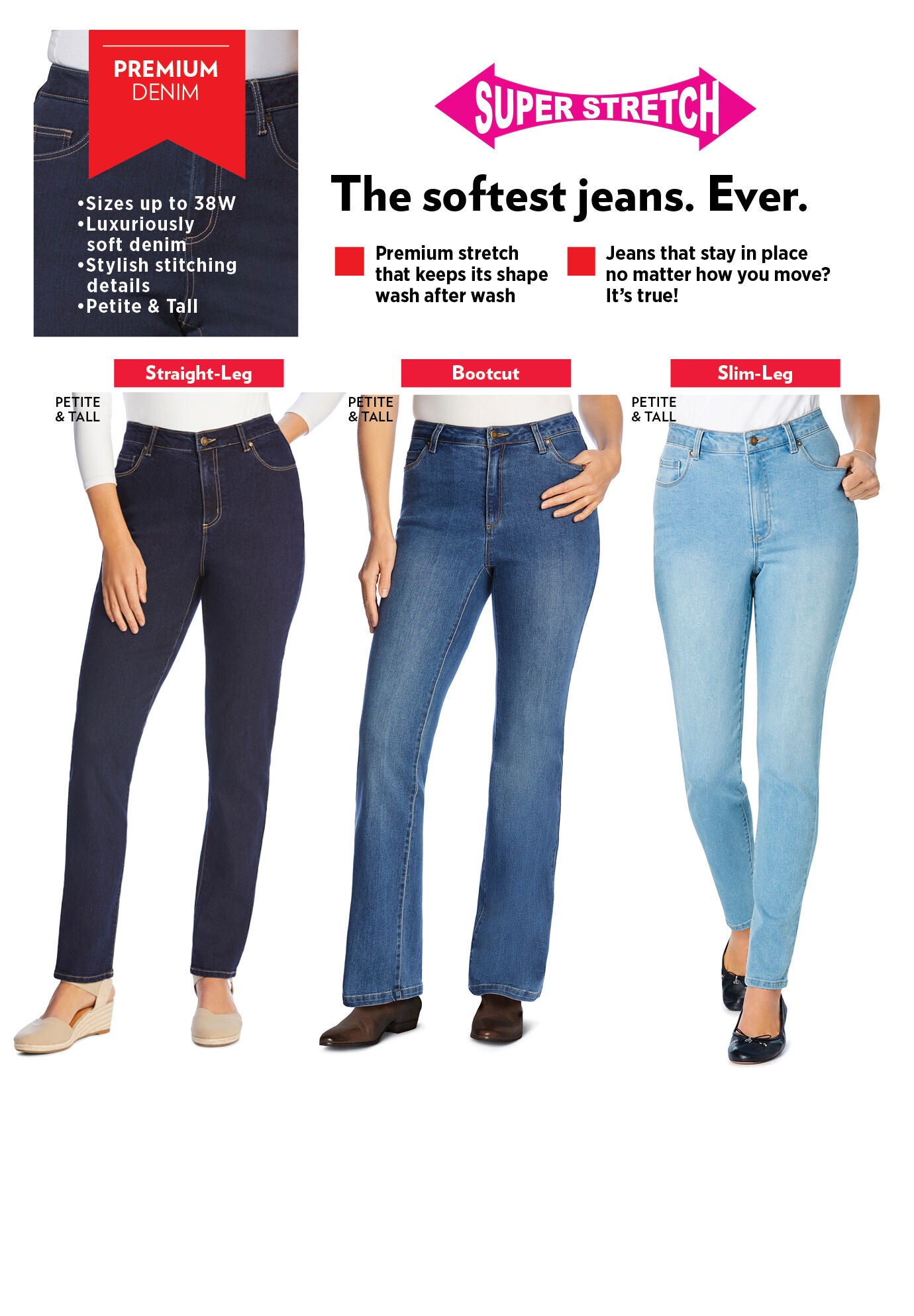 Slim-Leg Stretch Comfort Denim Five-Pocket Jeans, , alternate image number 2