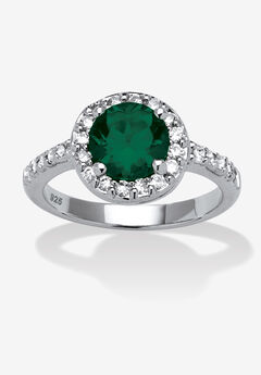 Sterling Silver Simulated Birthstone and Cubic Zirconia Ring