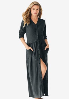 Long Snap-Front Knit Lounger
