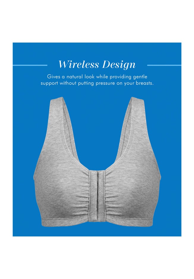 Bestform 5006014 Comfortable Unlined Wireless Cotton Stretch Sports Bra With Front Closure, , alternate image number 2
