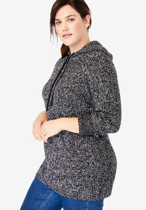 Hooded Pullover Shaker Sweater, , alternate image number null