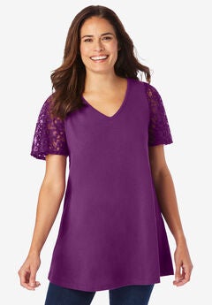 Plus Size Purple Lace Shirts