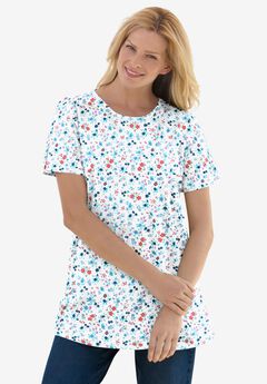 Perfect Printed Short-Sleeve Crewneck Tee