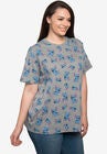 Women's Disney All-Over Print Stitch Short Sleeve T-Shirt Gray, , alternate image number null