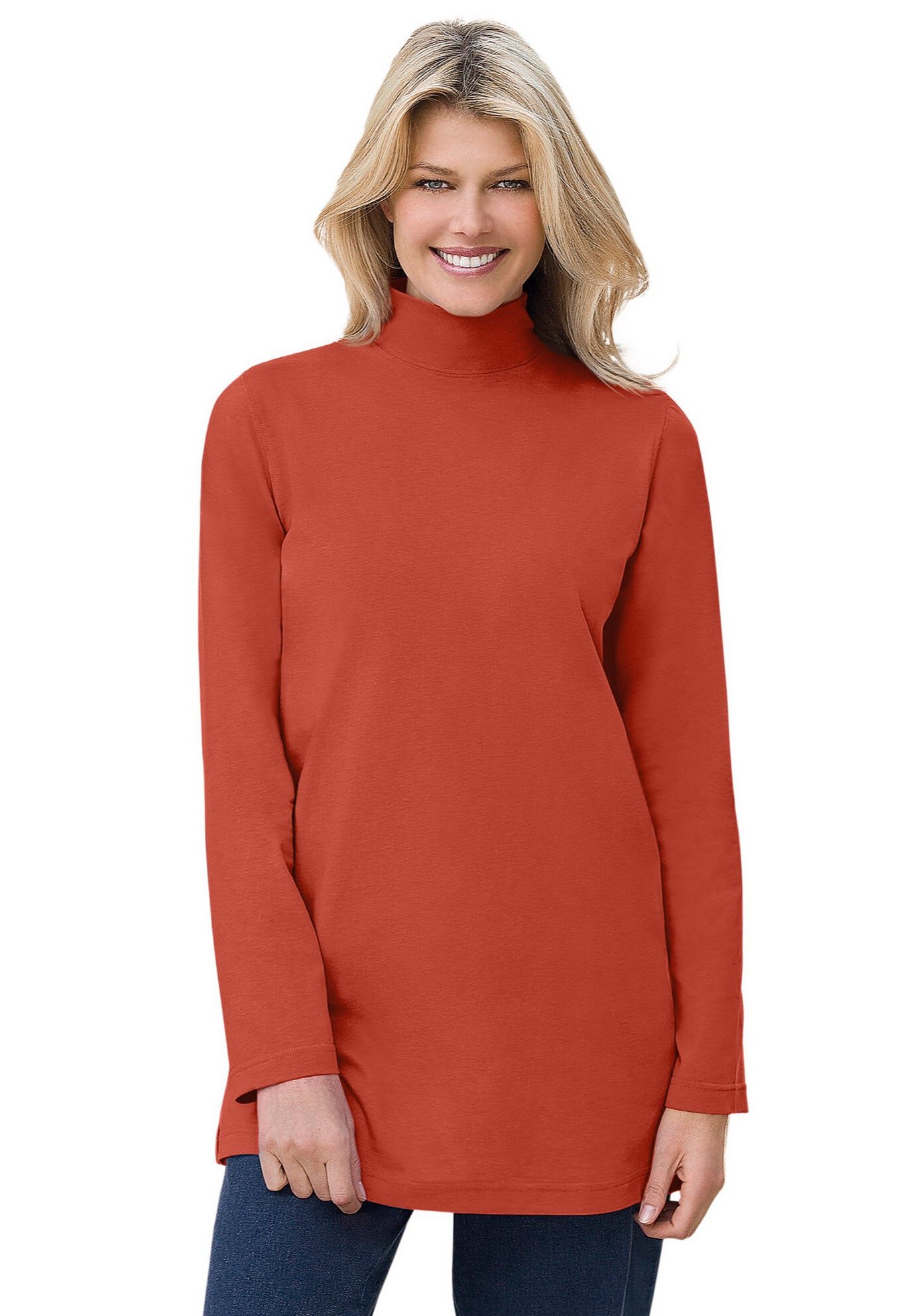 Perfect Mockneck Tunic, BURNT RED, hi-res image number 0