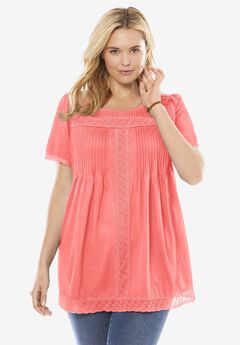 Lace-Trim Pintucked Tunic
