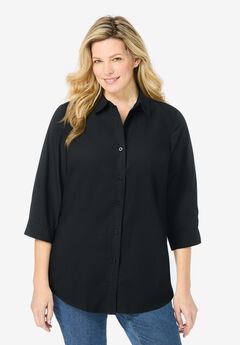 Perfect Three Quarter Sleeve Button-Down Tunic