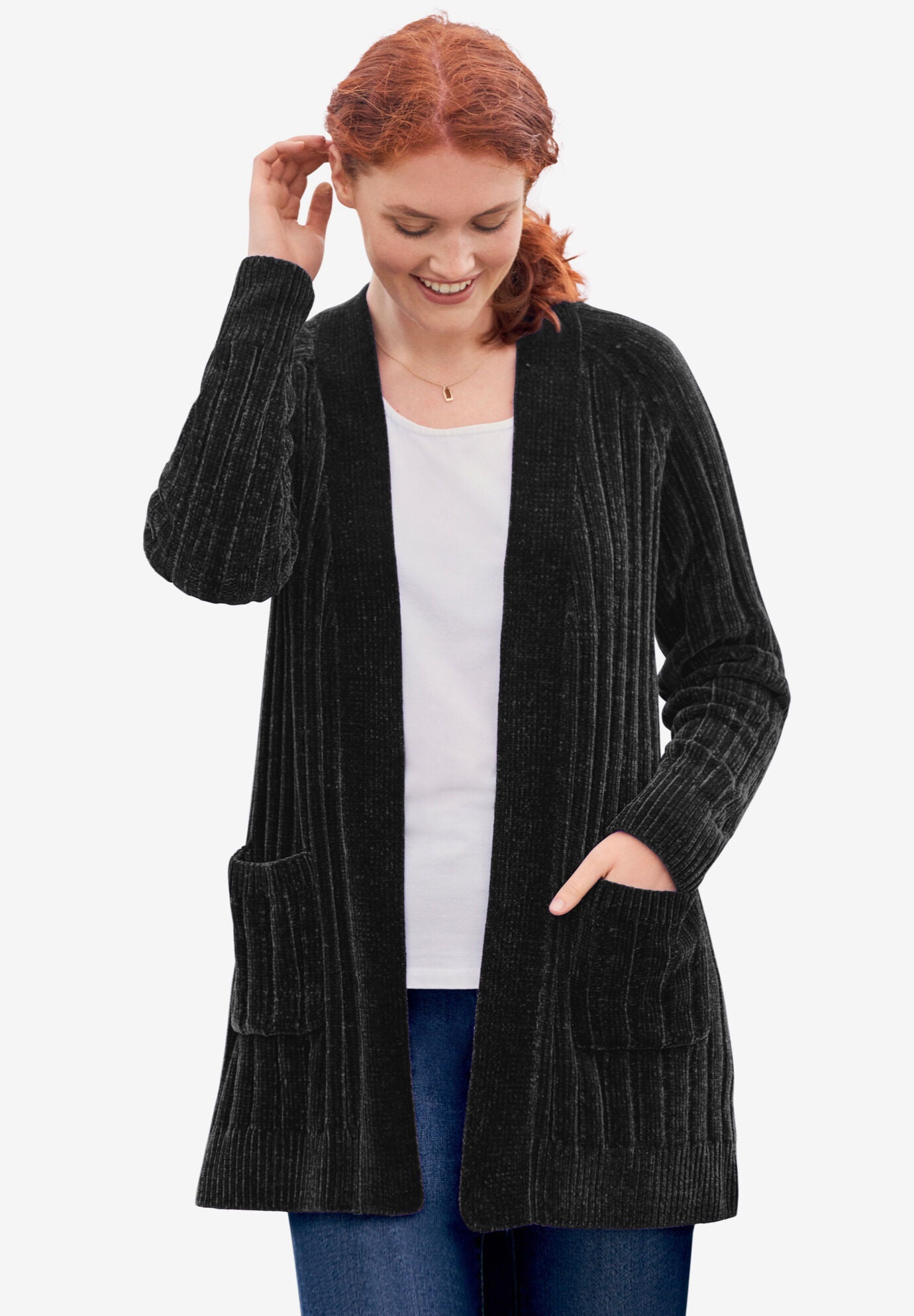 Open Front Chenille Cardigan