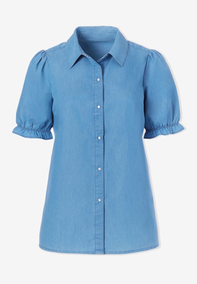 Button Front Denim Shirt, , alternate image number null