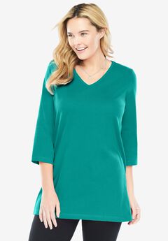 Perfect Three-Quarter Sleeve V-Neck Tunic