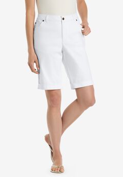 Stretch-Denim Five-Pocket Bermuda Jeans Shorts