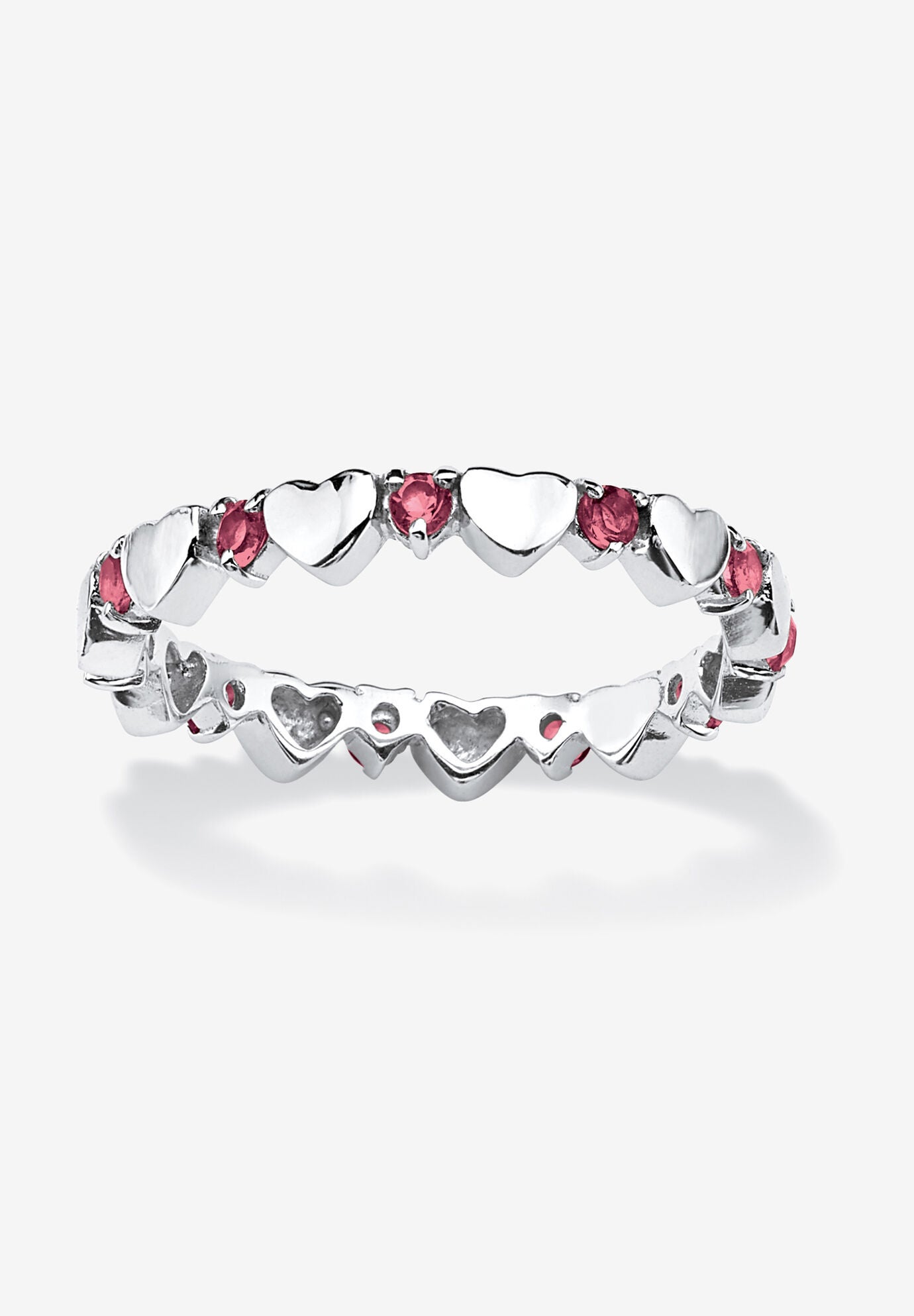 Simulated Birthstone Heart Eternity Ring, OCTOBER, hi-res image number 0