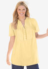 Pintucked Half-Button Tunic, BANANA, hi-res image number null