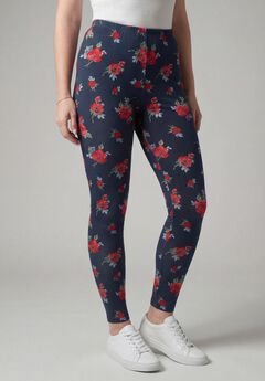 Stretch-Cotton Knit Pull-On Printed Leggings